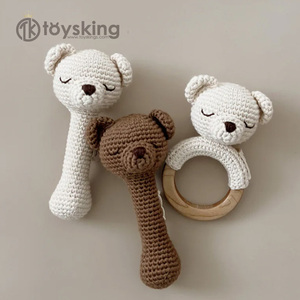 Ours en crochet aux yeux somnolents, jouet apaisant et à mâcher pour nouveau-né, compagnon <span class=keywords><strong>de</strong></span> <span class=keywords><strong>dentition</strong></span> en coton biologique pour 0-6 mois - Product Image 3