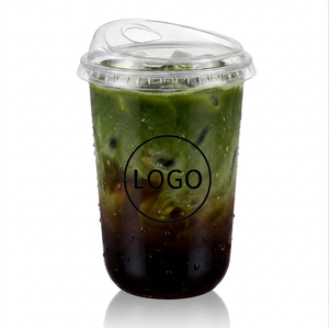 Gobelets jetables en <span class=keywords><strong>plastique</strong></span> PET transparent <span class=keywords><strong>noir</strong></span> de 90 mm en forme de U, avec logo personnalisé, pour café, boba, boissons froides, avec couvercle, 14 oz - Product Image 1