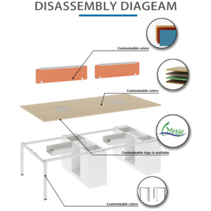 Meubles de bureau modernes, poste de travail informatique, bureau de travail pour 2, 4, 6 ou <span class=keywords><strong>8</strong></span> personnes - Product Image 5