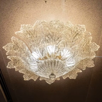 Lustre ou Plafonnier en Verre de Murano en Forme de Feuille