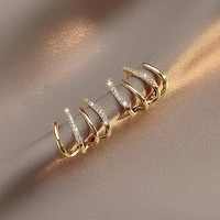 Pendientes de tuerca micro-infundidos para mujer, pendientes únicos de fila de circón a la moda para fiesta, forma geométrica, diseño de cuatro garras frío