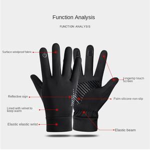 Sarung tangan kulit mendaki dan bersepeda, penutup gesper Anti selip layar sentuh hangat musim gugur dan dingin uniseks - Product Image 3