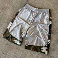 Short Bermuda de Basketball OEM Streetwear 3/4 pour Homme en Satin Nylon Patchwork avec Cordon de Serrage, Coupe Ample, pour la Course, Capri, Sweat, Long Short Hombre