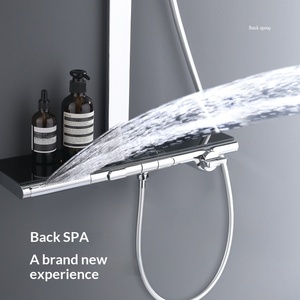 Intelligent LED Digital Display Multi-Function Piano Button Concealed Chrome Wall-Mounted Copper Shower <b>Set</b> <b>Spray</b> FL-8028 LED Di - Product Image 3