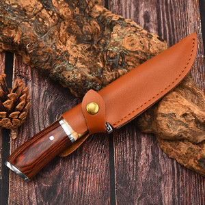 Étui à couteau en cuir Oemfactory, lame droite de 85 mm, acier, manche en bois, pour l'escalade en montagne, les voyages, couteau de poche - Product Image 5