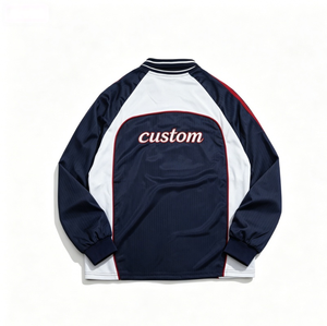 Conjunto de Camisetas Deportivas con Cuello en V para Hombre, 100% Poliéster, Diseño de Bloques de Color, Estampado Personalizado en la Parte Delantera, Ropa de Otoño - Product Image 2