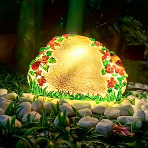 La iluminación de esculturas florales de piedra combina el peso visual de la piedra con detalles florales más suaves para patios, jardines de resort y zonas de descanso. - Product Image 1