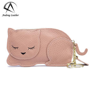 Porte-monnaie mignon Andong en cuir de vache véritable, porte-clés, mini porte-monnaie, portefeuille court à fermeture éclair pour femme - Product Image 2