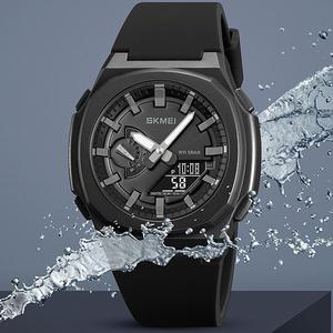 Skmei 2091 <span class=keywords><strong>Orologio</strong></span> da Polso Classico da <span class=keywords><strong>Uomo</strong></span> con Cinturino in Silicone, Doppio Fuso Orario, LED <span class=keywords><strong>Analogico</strong></span>, Impermeabile, <span class=keywords><strong>Digitale</strong></span>, Sportivo con Lancette Luminose - Product Image 6