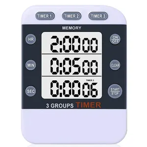 J & R Multipurpose Volume Verstelbare Magnetische Digitale 3 Kanalen Grote Display Count Down/Up Stopwatch Keuken Koken Timer