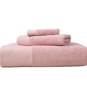 定制标志不同尺寸粉色酒店毛巾定制套装水疗100% 棉豪华酒店毛巾