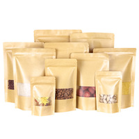 100 Sachets en papier kraft refermables avec fenêtre 4 " x 6 ", sachets autoportants à fermeture éclair pour l'emballage alimentaire