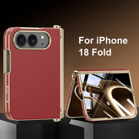 Étui magnétique en cuir de qualité supérieure pour iPhone 18 Duo, design à bords droits, cadre électroplaqué, usine OEM/ODM