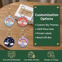 Breloque de sac perlée personnalisable DIY, porte-clés mignon fait main en perles de rocaille arc-en-ciel, pendentif lune croissante et étoile, accessoires de porte-clés
