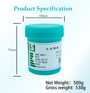 Hongsheng T5 T4 Sn99.3Cu0.7 T3ที่20-38um กิจกรรมสูงสำหรับอุปกรณ์อิเล็กทรอนิกส์ SMD SMT PCB ไม่มีตะกั่วสะอาดปราศจากตะกั่ว - Product Image 6