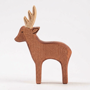 Figura de Ciervo Tallada en Madera, Juguete de Reno de Madera, Adorno Decorativo de Animal para Preescolar y Decoración Navideña - Product Image 1
