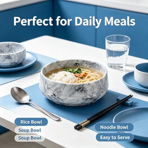 Melamine <b>Bowl</b> Marble Pattern Soup <b>Rice</b> <b>Bowl</b> Food Safe Easy Clean Kitchen Serving <b>Bowl</b> - Product Image 2