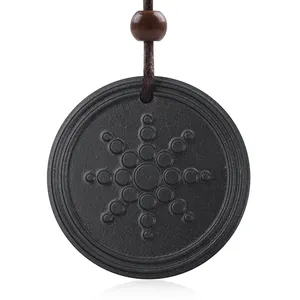 10000cc Ion Energy Round Shungite Pendant Natural Stone Jewelry Custom Logo Scalar Quantum Bio Nano Lava Pendants