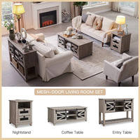 Table basse de style farmhouse personnalisable avec porte coulissante, grand espace de rangement, best-seller transfrontalier, mobilier de salon