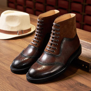 Lightweight, anti-slip, breathable <b>work</b> shoes for <b>men</b>, suitable for business and casual wear, high-top, lace-uppointed toe <b>boots</b> - Product Image 1