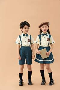 Style britannique coton à manches courtes uniforme scolaire <span class=keywords><strong>costume</strong></span> garçons filles maternelle Performance vêtements été vêtements de sport enfants - Product Image 2