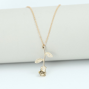 Rose Flower Necklace for Women We Are Family <strong>Beauty</strong> <strong>Beast</strong> Pendant Necklaces Charm Boho <strong>Jewelry</strong> Valentine's Day Gift - Product Image 2