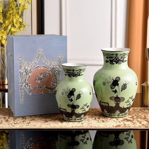 Italian Retro Underglaze Hand Painted Porcelain <b>Vase</b> 2Pcs Set Luxury Home Decor <b>Vase</b> With Gift Box For Villa Hotel Housewarming - Product Image 1