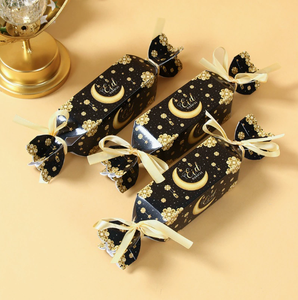 DAMAI Eid Mubarak Paper Moon Candy Boxes Black <b>Gold</b> White <b>Gold</b> Watercolor <b>Lantern</b> Gift Boxes for Party Cookie Snack Packaging - Product Image 2