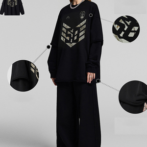 Sudadera Nueva de Moda, Marca de Tendencia, Hombros Caídos, Unisex, Cuello Redondo, Capa Base, Holgada, Manga Larga, Lavada, Estilo Vintage, Personalizable - Product Image 3