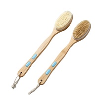 Brosse de gommage avec long manche, brosse humide et sèche, brosse exfoliante en bambou pour le bain, brosse de douche pour le corps, brosse de dos pour la douche