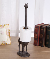 Porte-serviettes en papier en fonte de style européen, distributeur de rouleaux de cuisine, sculpture en métal en forme de girafe