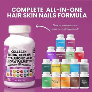 Cápsulas de Colágeno con Logotipo Personalizado para Cabello, <span class=keywords><strong>Piel</strong></span> y Uñas, <span class=keywords><strong>Bloqueador</strong></span> de DHT con Vitamina E, para Adultos, No Apto para Mujeres Embarazadas - Product Image 2