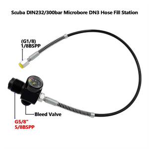 Adaptador de Estación de Llenado de Buceo de Acero Inoxidable Resistente a la Corrosión en Oferta, 5/8BSPP G5/8 DIN300 con Manómetro y Manguera DN3 - Product Image 1