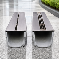 Caniveau de drainage en PRV (Plastique Renforcé de Fibres de Verre) en forme de U, avec grille de recouvrement, pour usage extérieur