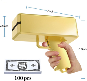 Tirador de pistola de <span class=keywords><strong>dinero</strong></span> de cañón de oro de lujo para fiestas de boda cumpleaños celebraciones de Navidad videos musicales hechos de papel plástico - Product Image 3