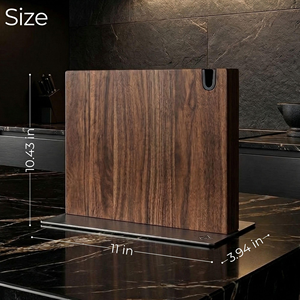 Nouveau bloc à couteaux magnétique double face en bois d'acacia avec aiguiseur pour restaurants - Product Image 2