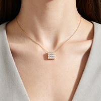 Collier pendentif cube en or jaune massif 18 carats avec diamant de laboratoire 3 carats, collection Héritage, bijoux fins d'investissement, chef-d'œuvre d'atelier