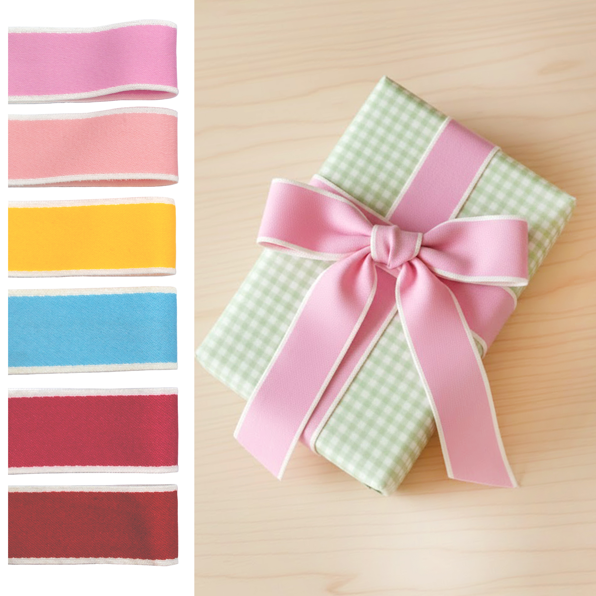 Gordon Ribbons Factory Customized White Edge High Texture Satin Ribbon Korean Ribbon for Gift Wrap Decoration Packaging Bags