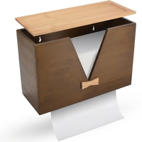 Nouveau distributeur de papier essuie-tout en bambou, à fixer au mur ou sur le comptoir, avec couvercle, pour la maison et le commerce