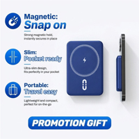 Cadeau promotionnel DDP USA/Europe, batterie externe magnétique sans fil 5000 mAh, chargeur portable, batterie externe pour iPhone, logo personnalisé