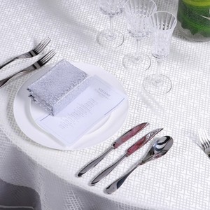 Personalizado al por mayor 300cm Hotel Lujoso Restaurante Poliéster blanco Juego de comedor <span class=keywords><strong>Clot</strong></span> de mesa para mesa de comedor Uso del hotel - Product Image 6