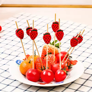 Palo de Bambú Desechable con Forma de <span class=keywords><strong>Fresa</strong></span>, Pincho de Fruta de 12cm <span class=keywords><strong>para</strong></span> Barbacoa de Fiesta - Product Image 4