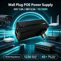 Inyector PoE Pasivo para Enchufe de Pared, DC 24V/48V 10/100Mbps Ethernet, Fuente de Alimentación ABS para Cámara IP, AP Inalámbrico, Red Doméstica y de Oficina