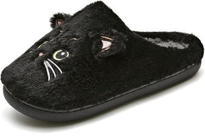 Pantuflas de Gato Negro Adorables: Zapatillas Cálidas de EVA Antideslizantes con Punta Cerrada para Mujer, Ideales para Dormitorio y Sala de Estar en Invierno - Product Image 3