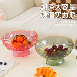 Luxury Retro Tall Fruit Dish Transparent Glass 8940 Home Decor Serving Bowl For Snacks Candies Dried Fruits - Product Image 5