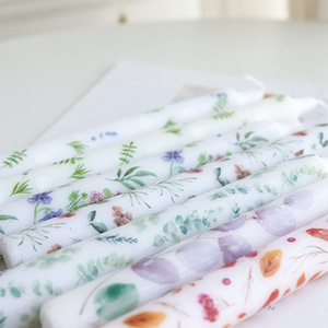 Floral Pattern Taper <b>Candles</b> Hand Painted Flower Design Home Decor <b>Stick</b> <b>Candles</b> Factory Wholesale Export - Product Image 2