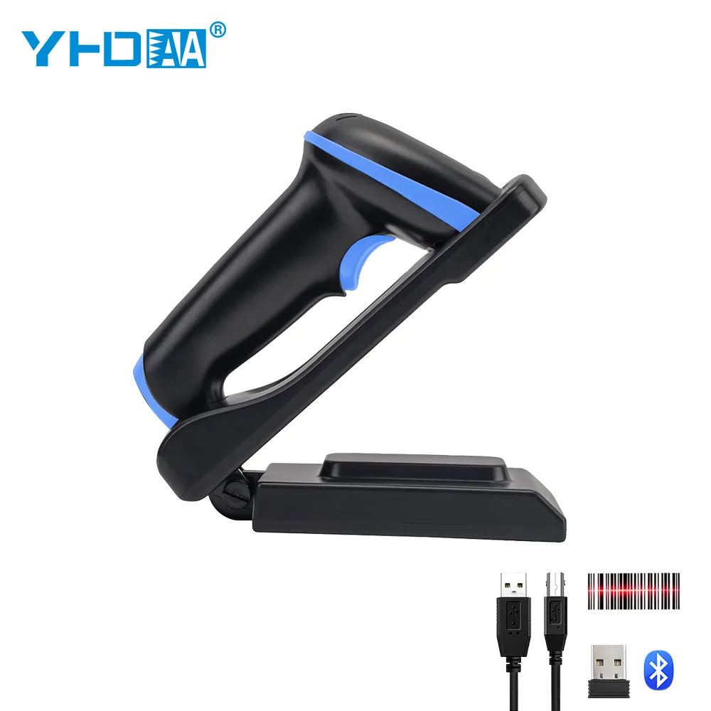 YHDAA Factory Direct Sale High Speed Handheld OEM ODM Wireless 1D Laser Bluetooth Barcode Scanners With Charging Base