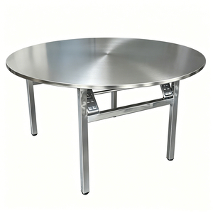 Tavolo <span class=keywords><strong>da</strong></span> <span class=keywords><strong>Pranzo</strong></span> Rotondo Pieghevole Moderno per Hotel, Tavolo <span class=keywords><strong>da</strong></span> Esterno per Barbecue e Banchetti, Tavolo per Casa e Noleggio, <span class=keywords><strong>Tavoli</strong></span> <span class=keywords><strong>da</strong></span> Cena in Acciaio Inossidabile - Product Image 5