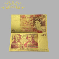 Billet de banque britannique personnalisé en polymère, imprimé numériquement, collection de billets avec placage en feuille d'or, durable et respectueux de l'environnement