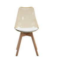 Chaises en résine transparente coussin gris pieds en bois meubles de salle à manger en plastique chaises de salle à manger transparentes tulipe chaises transparentes pour table à manger